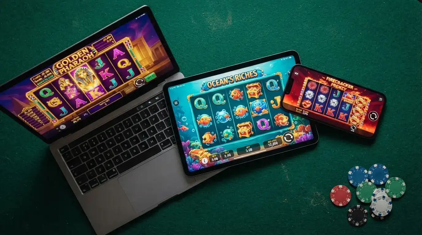 Pantalla dividida mostrando las fichas de varios casinos online con el símbolo de ADA superpuesto