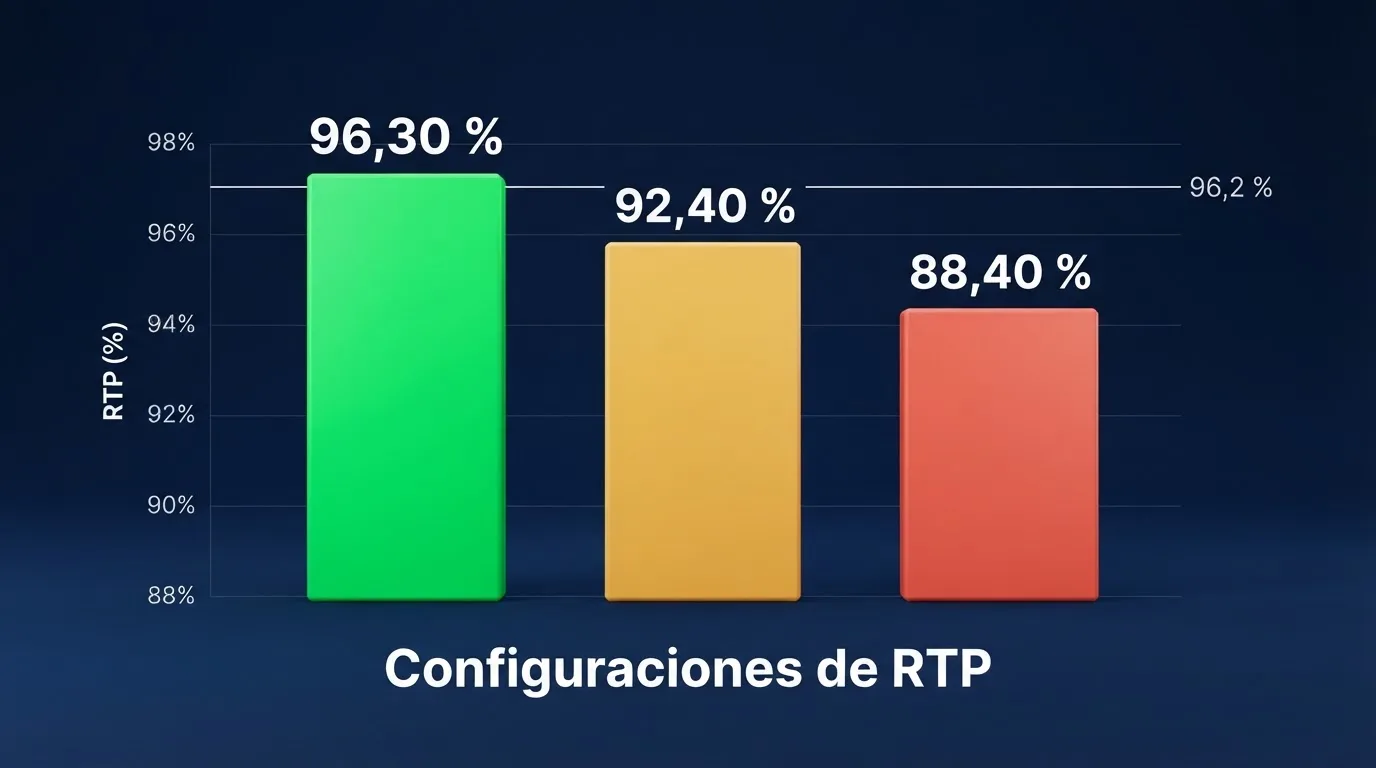 Gráfico comparativo con las distintas configuraciones de RTP de un mismo slot de Hacksaw Gaming según el operador que lo activa