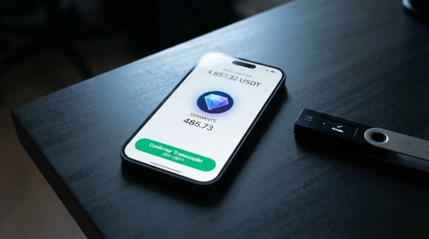 Una wallet de criptomonedas en un móvil mostrando una transacción de depósito a un casino