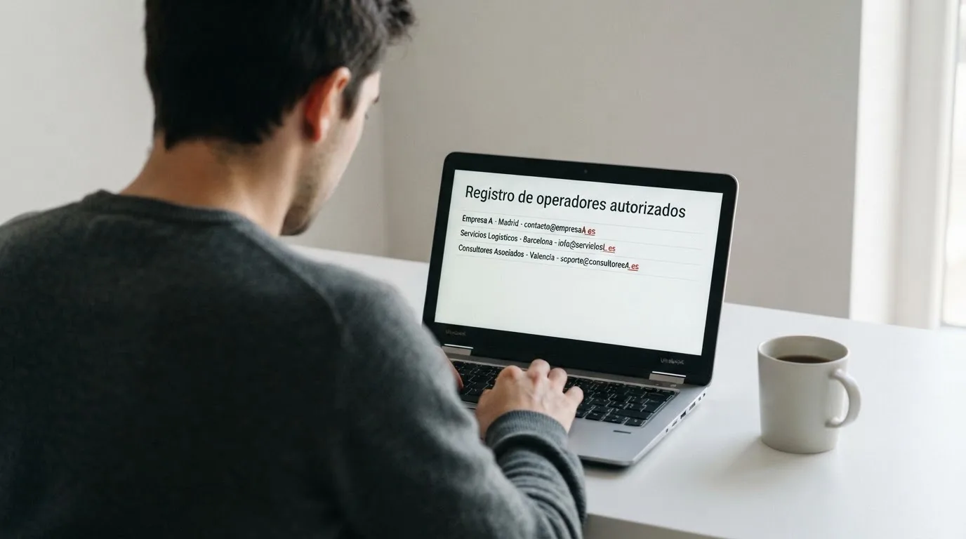 Pantalla del registro oficial de la DGOJ en ordenacionjuego.es con el listado de operadores autorizados y el dominio .es resaltado
