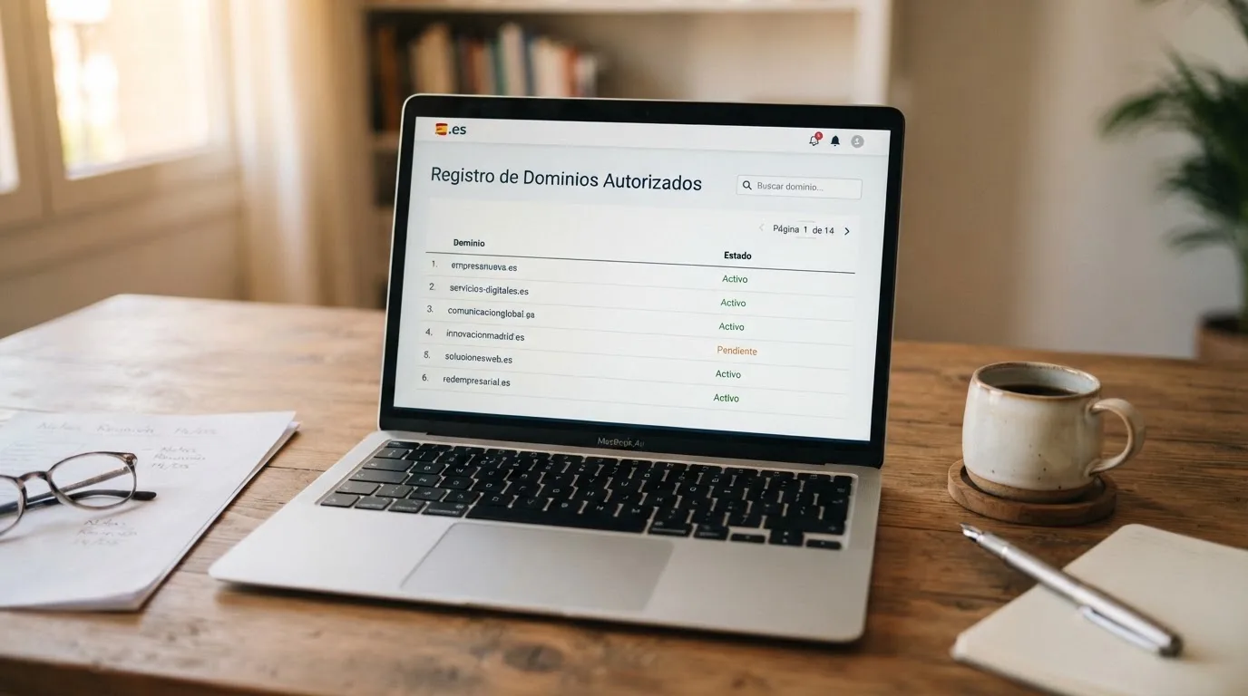 Captura del registro público de operadores autorizados de la DGOJ con el listado de dominios .es habilitados para juego online en España