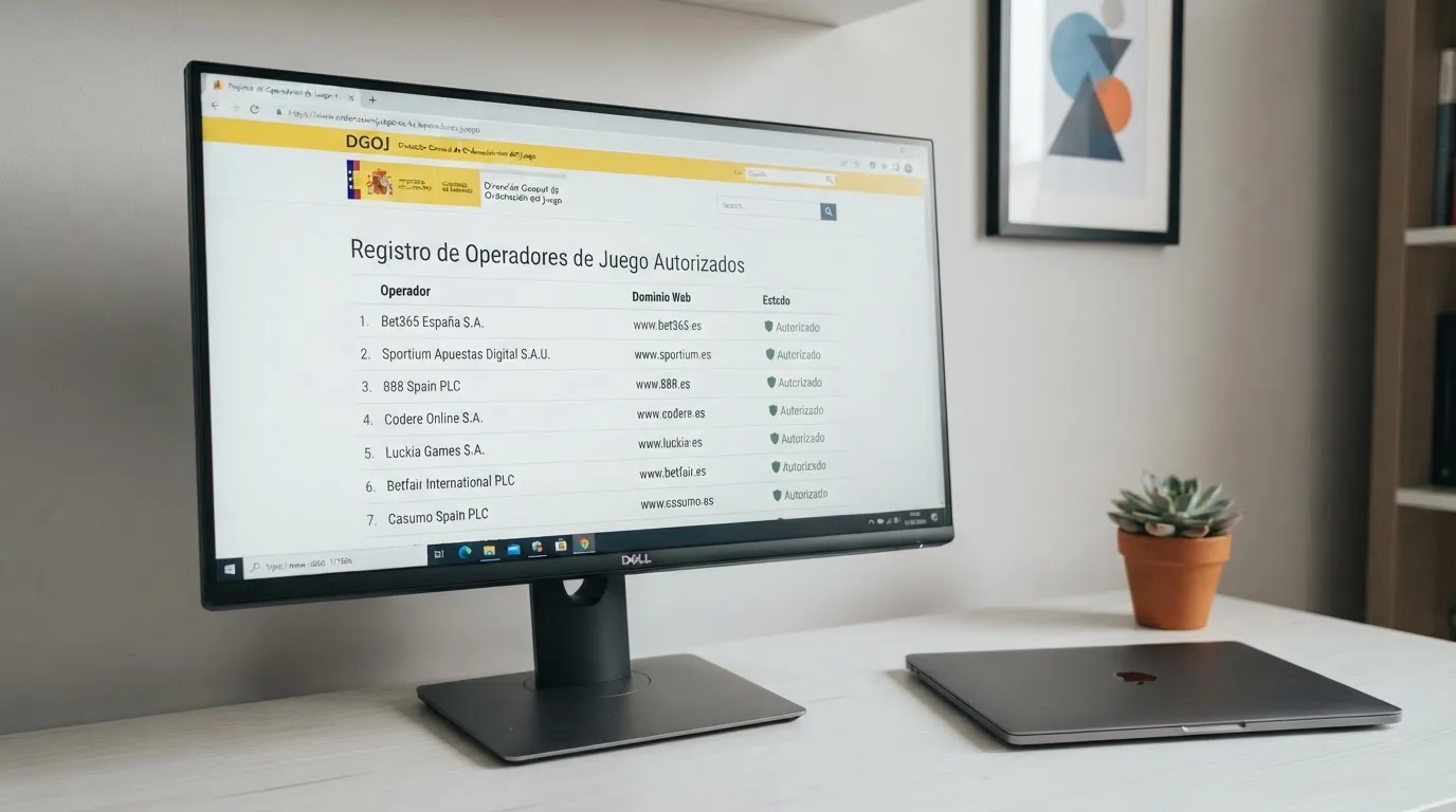 Captura del registro público de operadores con licencia en ordenacionjuego.es mostrando el listado de dominios .es autorizados